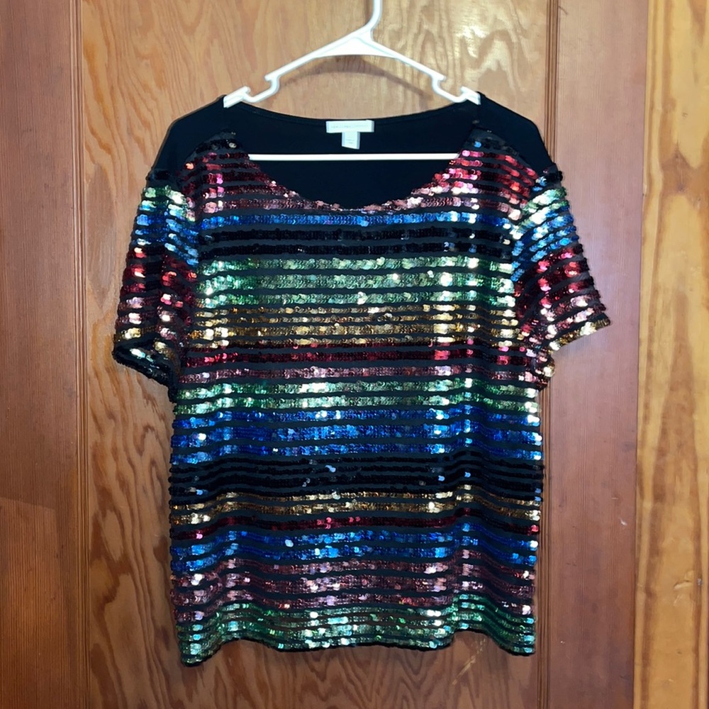 Colorful sequins top Sz XL